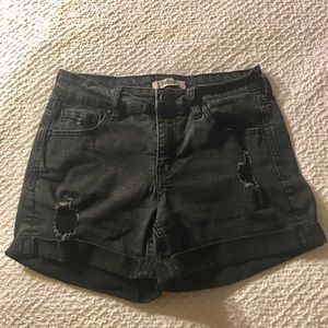 Black Refuge Distressed Shorts